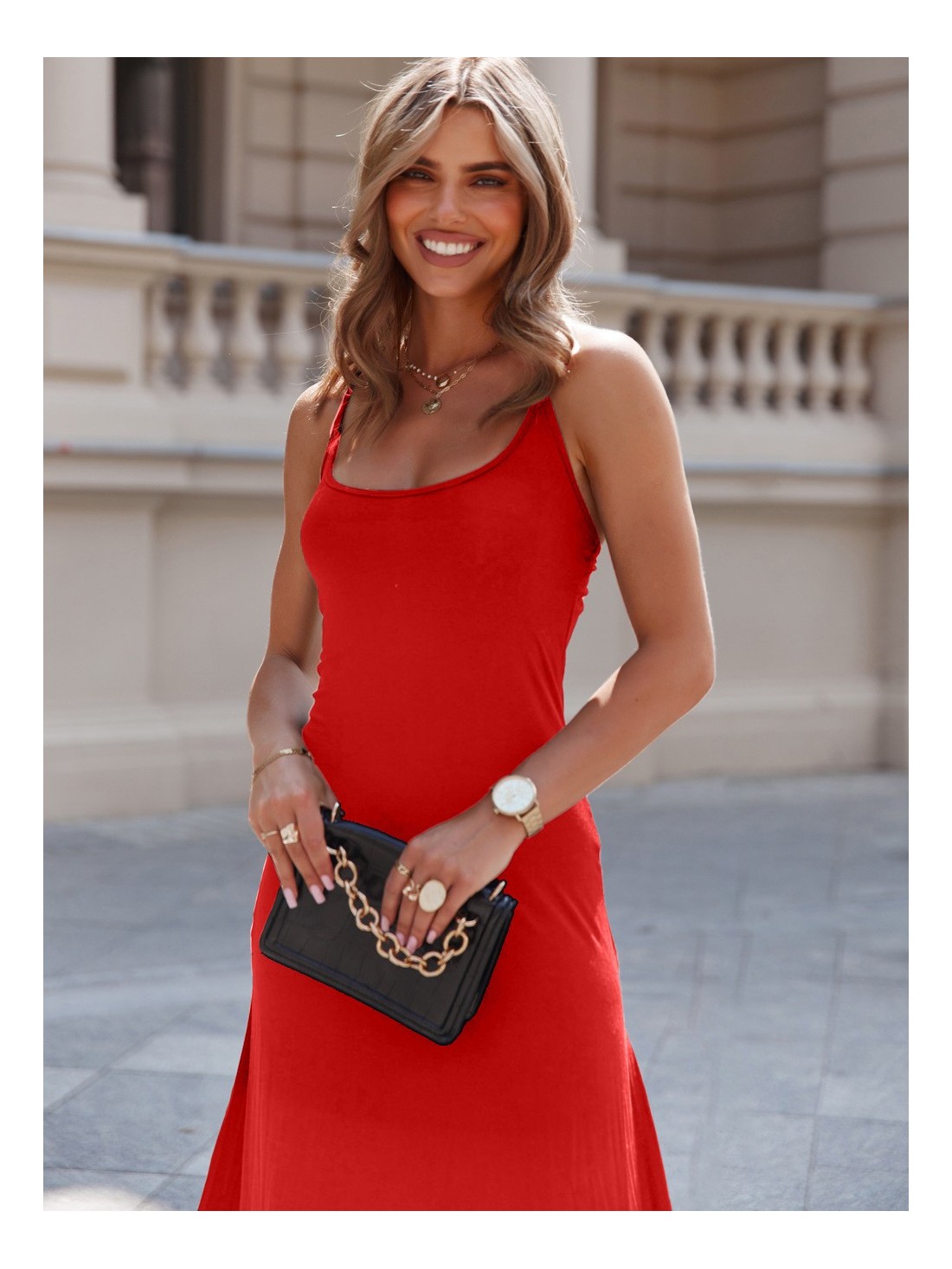 Rotes Sommer-Maxikleid mit Trägern FG670 – Online-Shop – Boutique